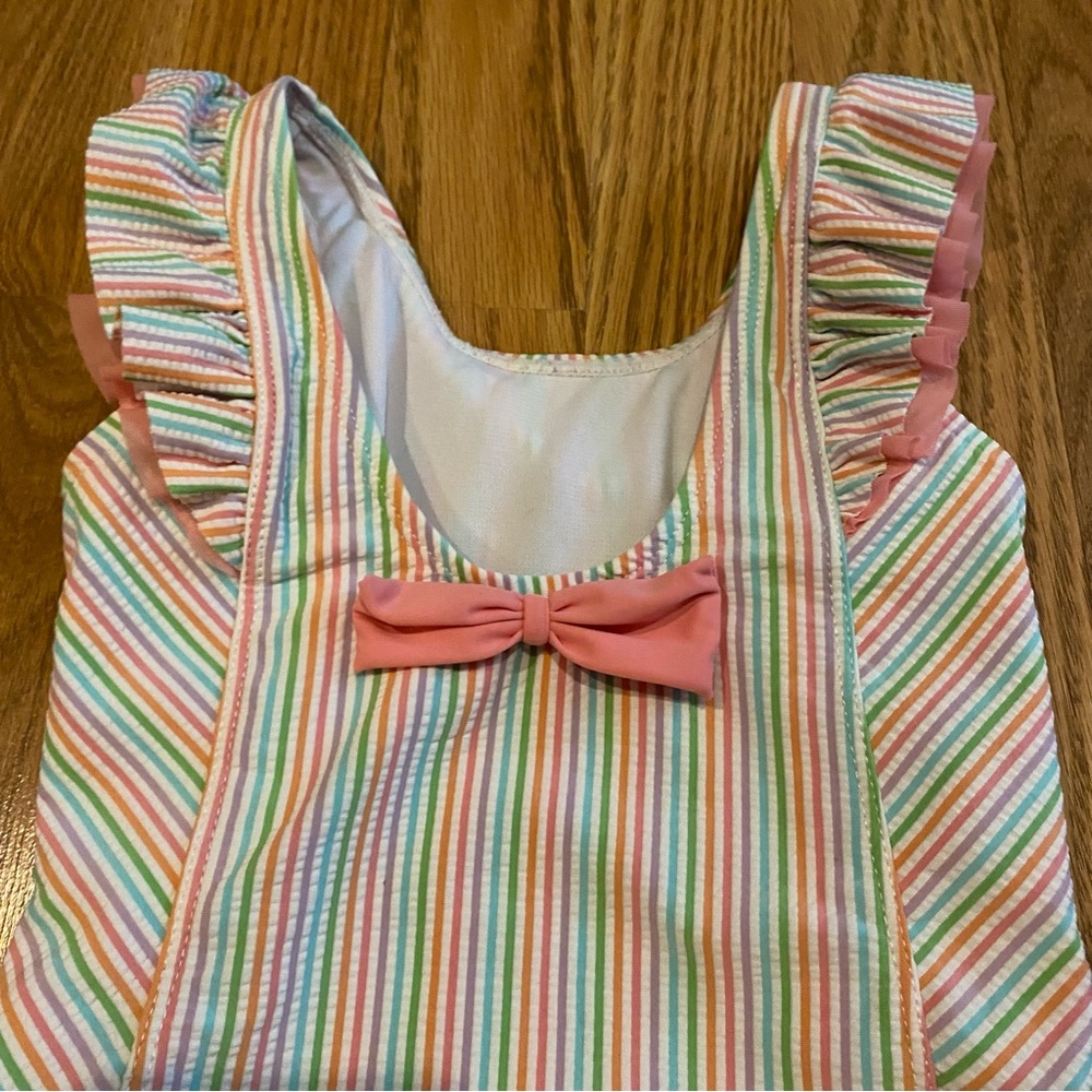 Darling Set with Pastel Stripe Ruffle Butts Swimsuit & Old Navy Coverup - Picture 4 of 13